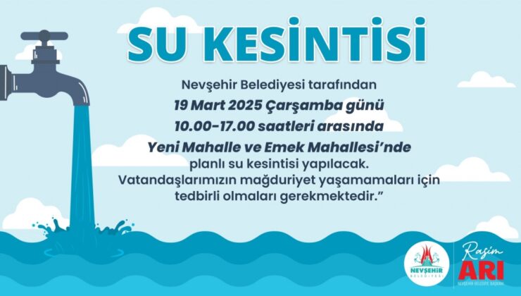 Yeni Mahalle ve Emek Mahallesi’nde Planlı Su Kesintisi
