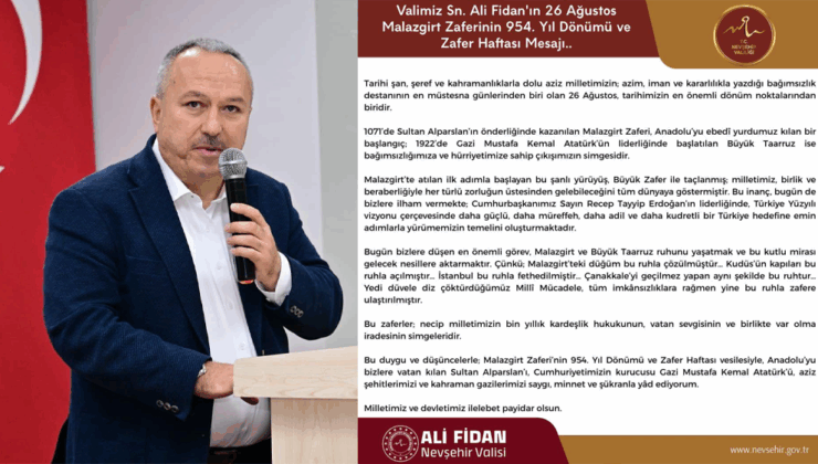 Vali Fidan’dan Malazgirt Zaferi Mesajı